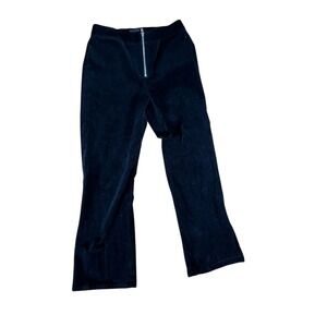 Jenni Kayne black‎ corduroy high waisted straight leg front zip black pants